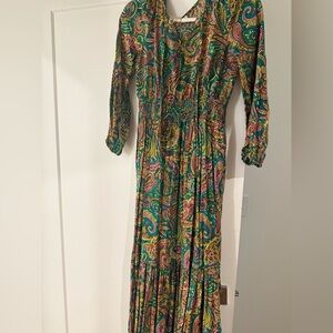 Long Sleeve Paisely Maxi Dress